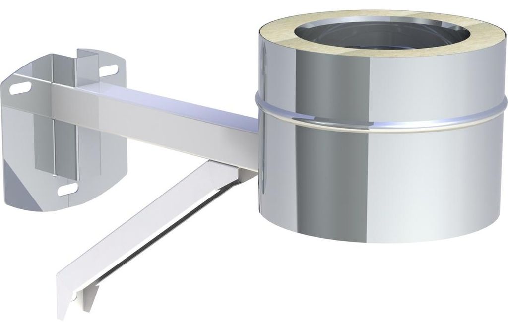 Jeremias DW-FU Grundplatte Ø 115 mm mit Kondensatablauf Halterung verstellbar bis 200 mm für doppelwandiges Edelstahl-Abgassystem max Aufbauhöhe...