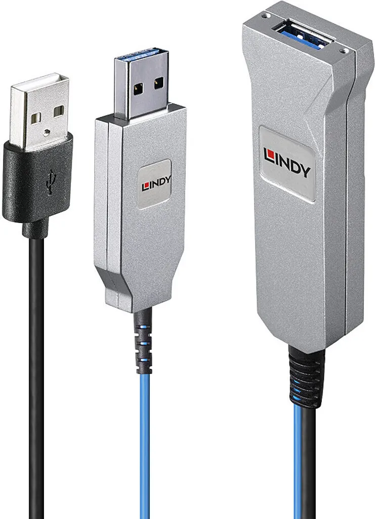 LINDY Câble USB 3.0 Fibre Optique 30m - Extension Active Haute Vitesse