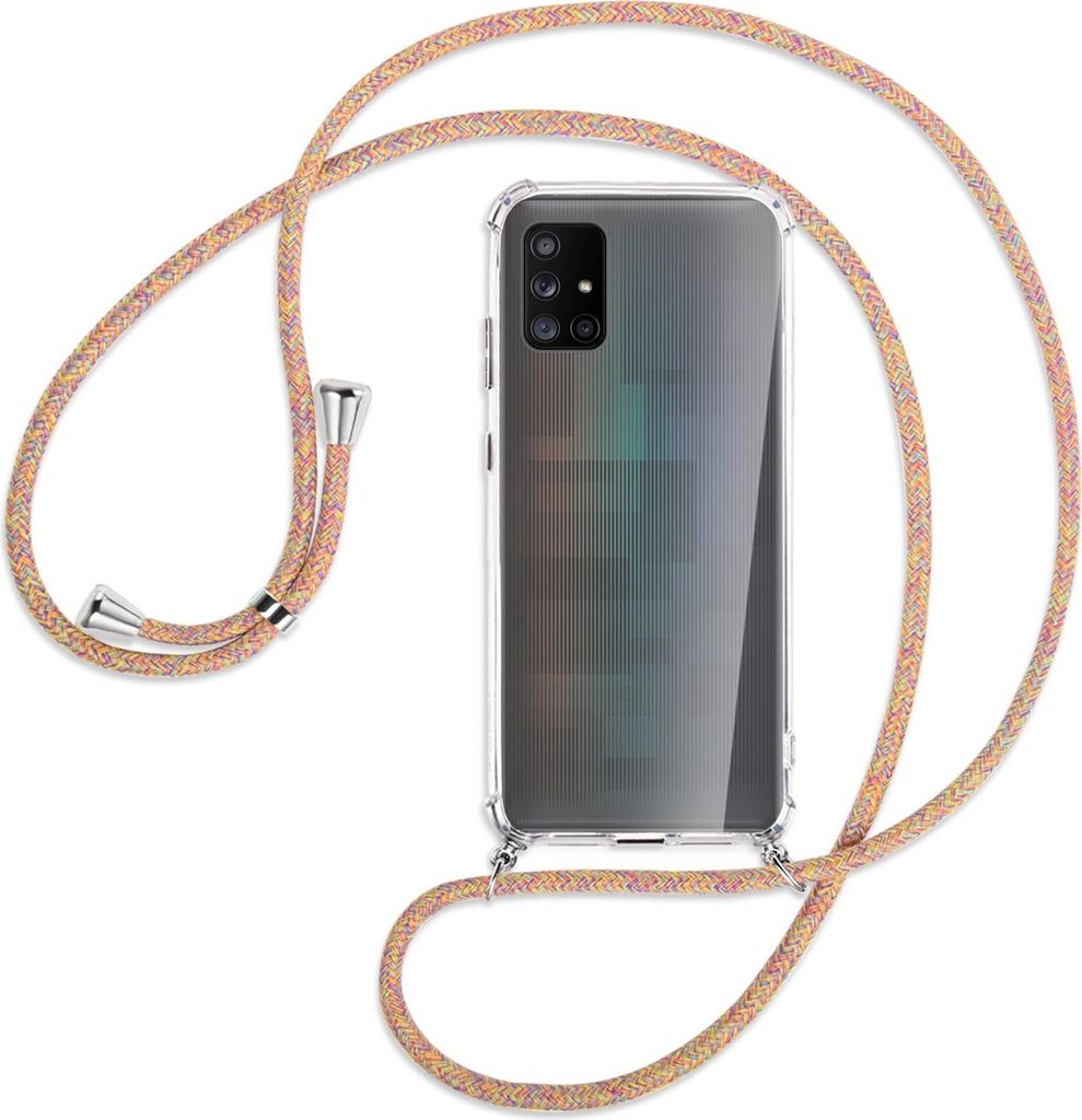 Handykette Backcover-Schutzhülle mit Band (Metall silberfarben) für Samsung Galaxy A71 5G - Rainbow