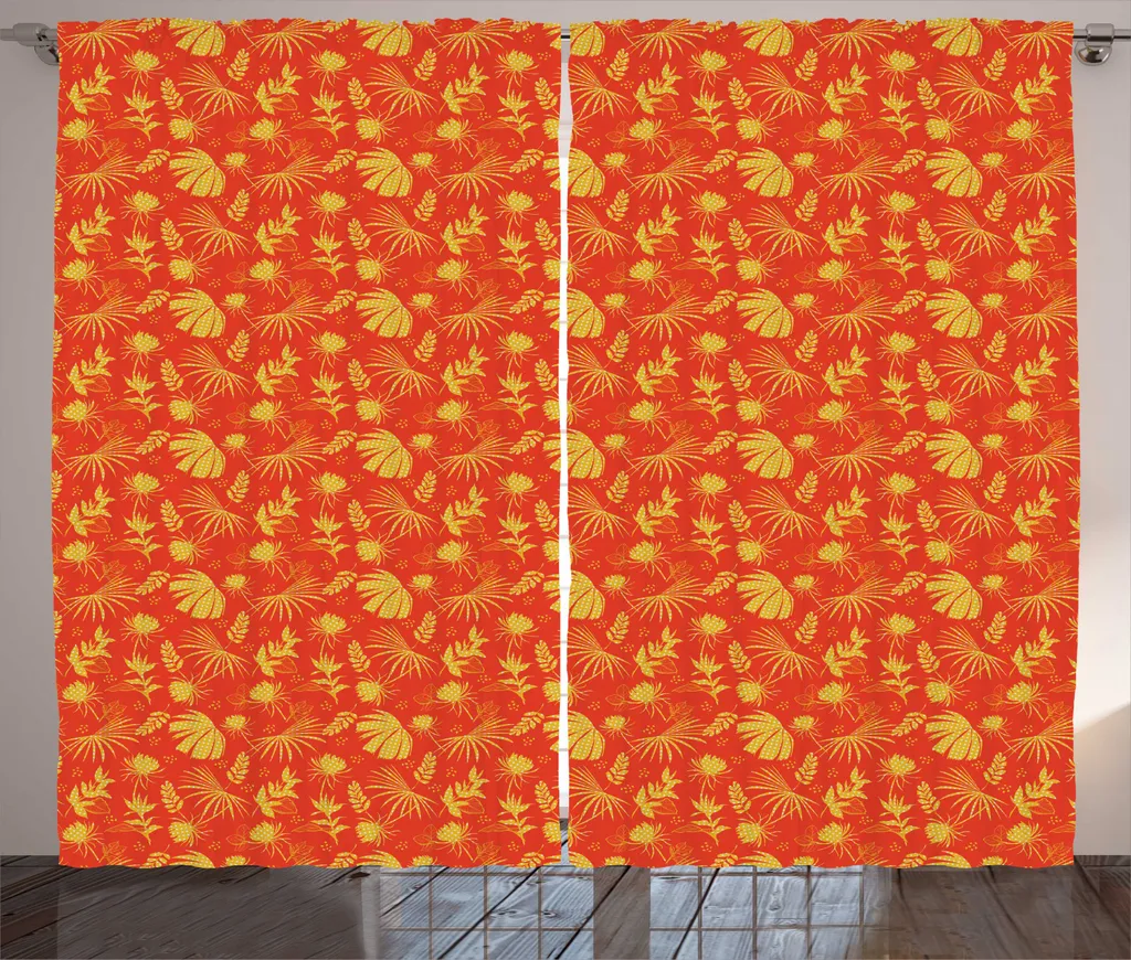 Paire de Rideaux Universels à Fleurs Tropicales et Pois Rétro 280x225