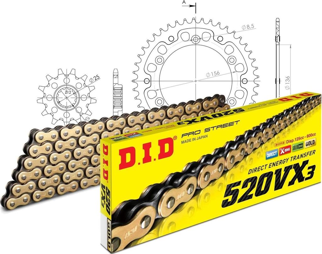 Kit Stealth (gold) passend für Husqvarna SM610 /S 00-08 16-45-120 DID520VX3(G&B) Clip