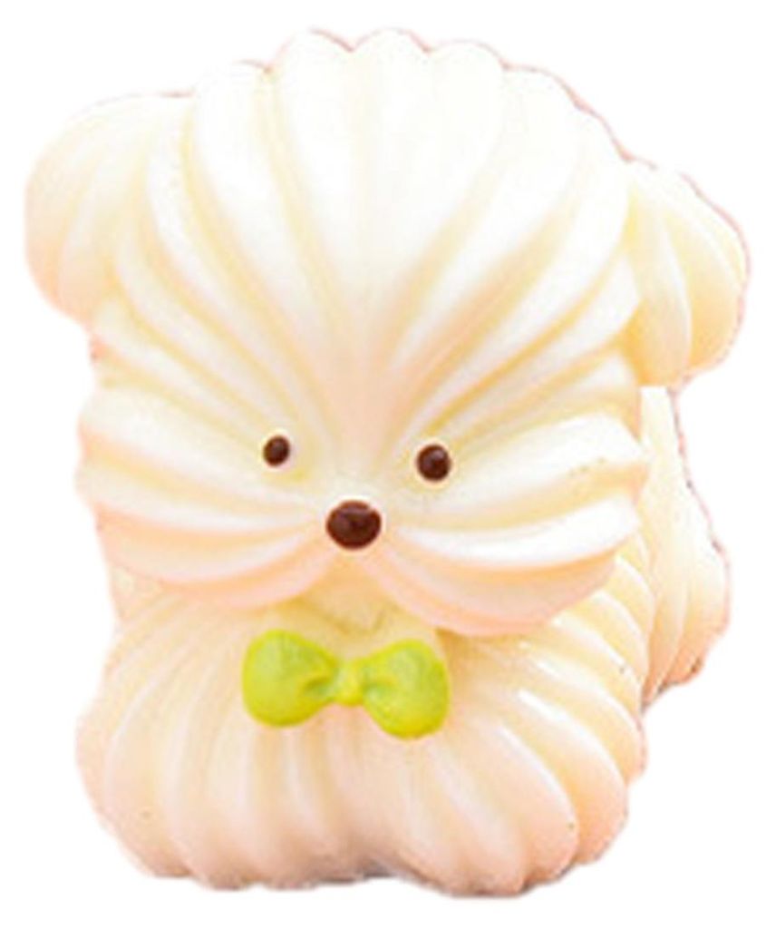 Niedliche Hundefigur aus Kunstharz, Miniatur-Cartoon-Welpenstatue in Creme für Tortenaufsatz, Mooslandschaft, Feengarten, DIY-Projekt, Heim-, Bür...