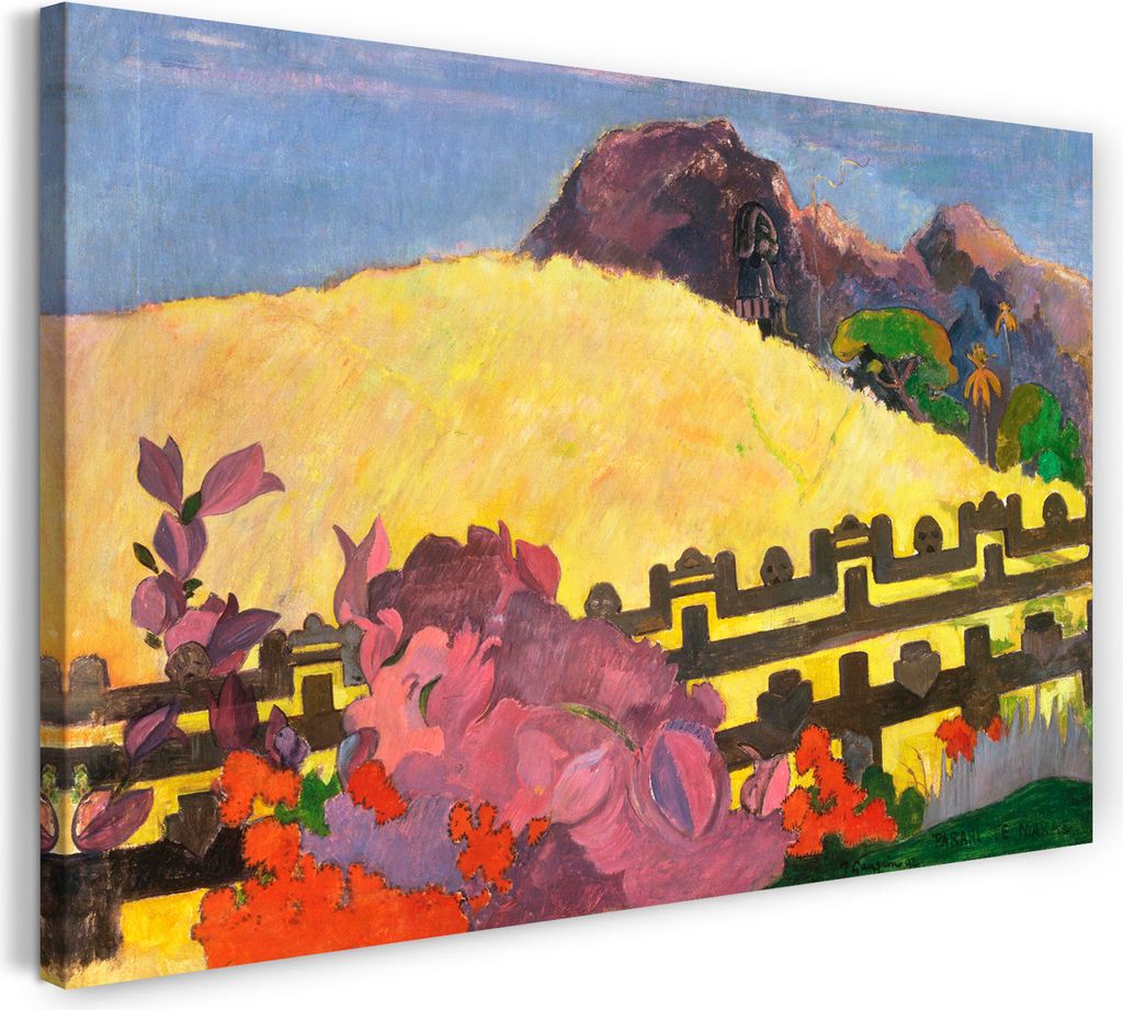 Leinwandbild (120x80cm): Paul Gauguin - Der heilige Berg (PARAHI TE MARAE), echter Holz-Keilrahmen inkl. Aufhänger, handgefertigt in Deutschland