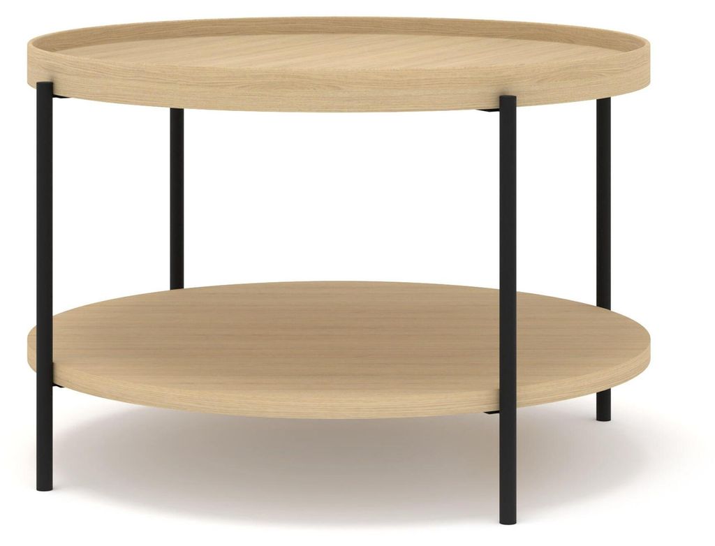 FURNLUX Couchtisch Puffin Eiche Hell Und Schwarz 84cm / Hauptfarbe: Beige / Abmessungen: 84 x 54 x 84 cm