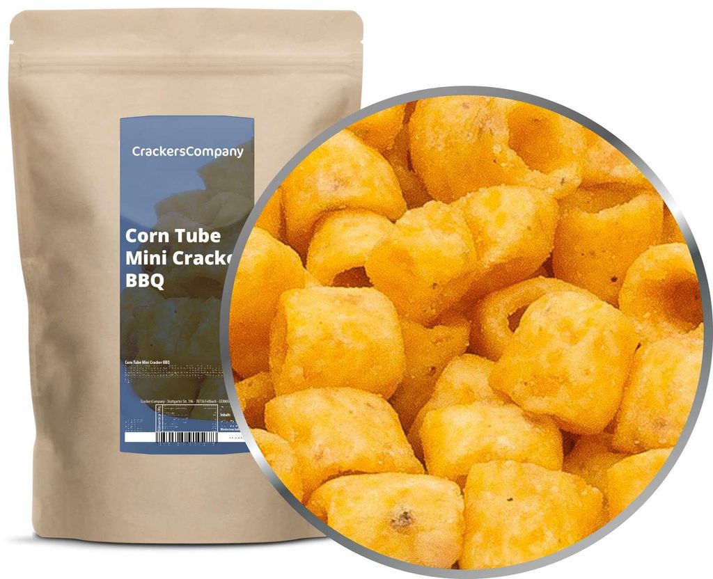 CrackersCompany Mini-BBQ-Maiscracker (Corn Tube Mini Cracker BBQ), ZIP-Beutel 300 g