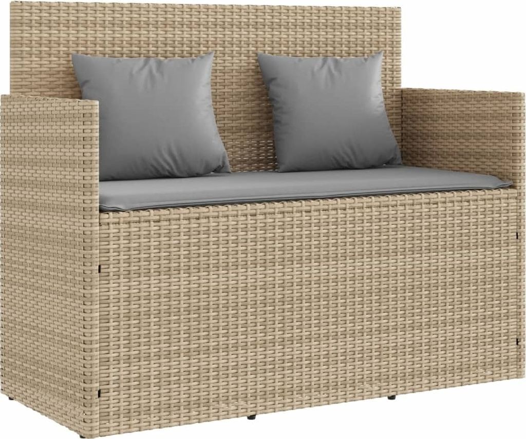vidaXL Panchina da giardino con cuscini Beige Poly Rattan Immagine del prodotto 