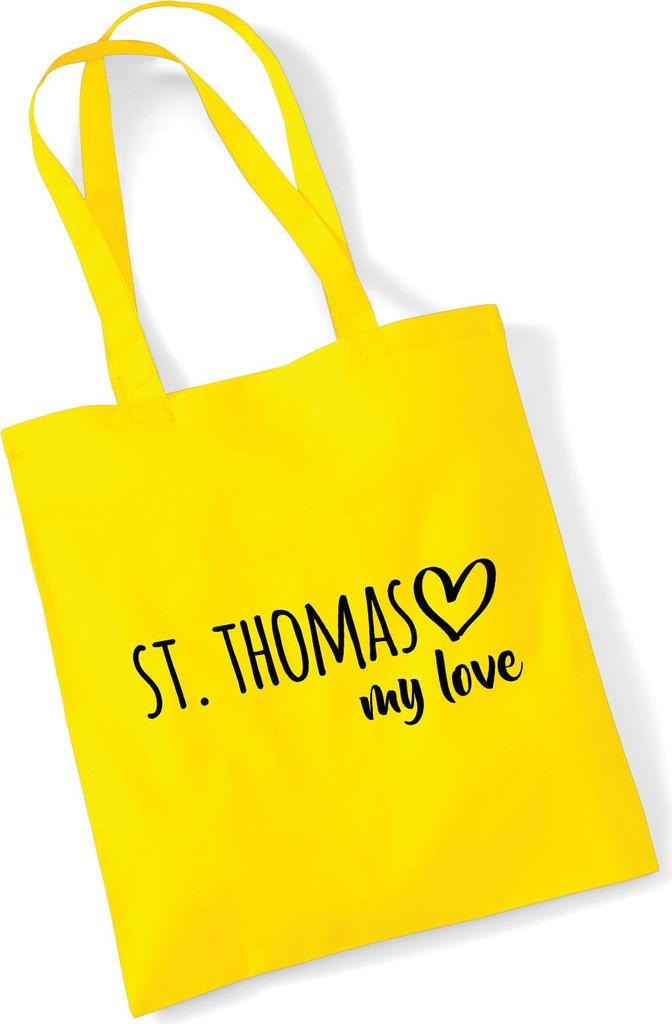 Huuraa Jutebeutel St. Thomas my love 10 Liter Yellow Baumwolle Tasche Geschenkidee