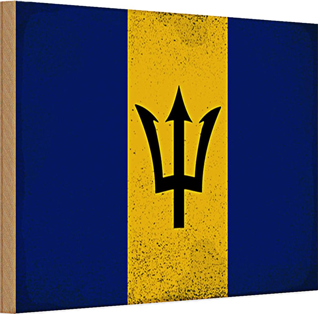 Holzschild Flagge Barbados 30x20cm Flag Barbados Vintage