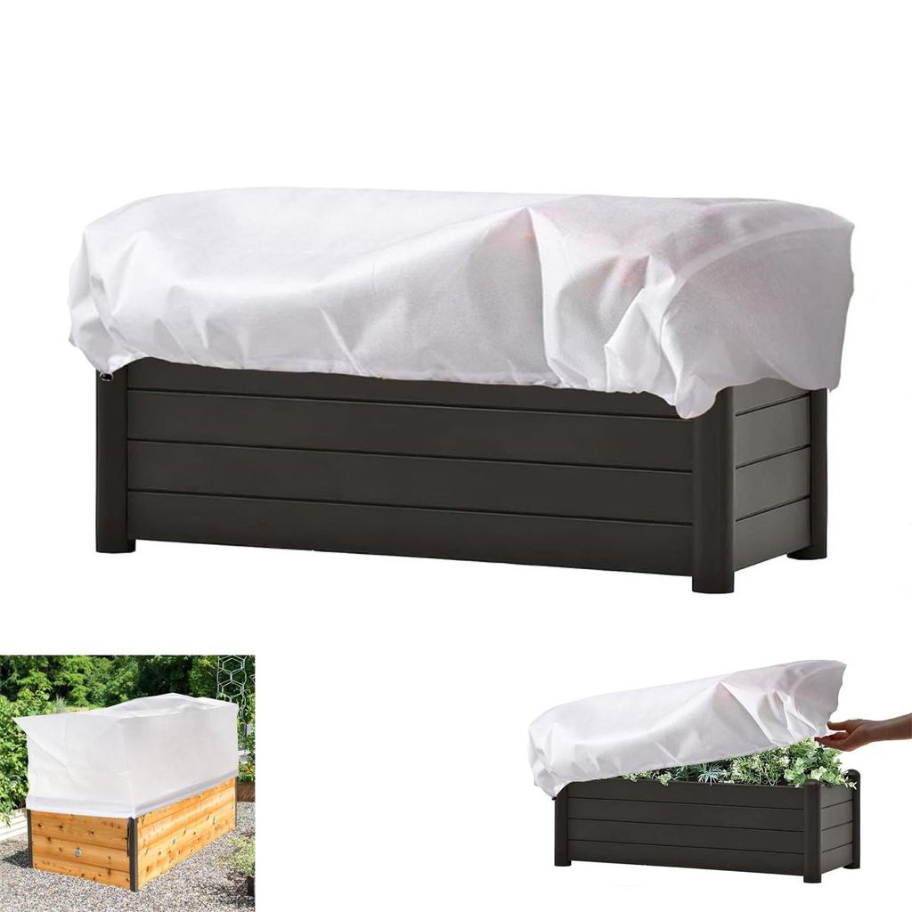 Rechteckige Frostschutzhaube für Balkonpflanzen & Blumenkästen, UV-beständiges Vlies, leicht & reißfest, einfach überziehen, passend bis 100 cm