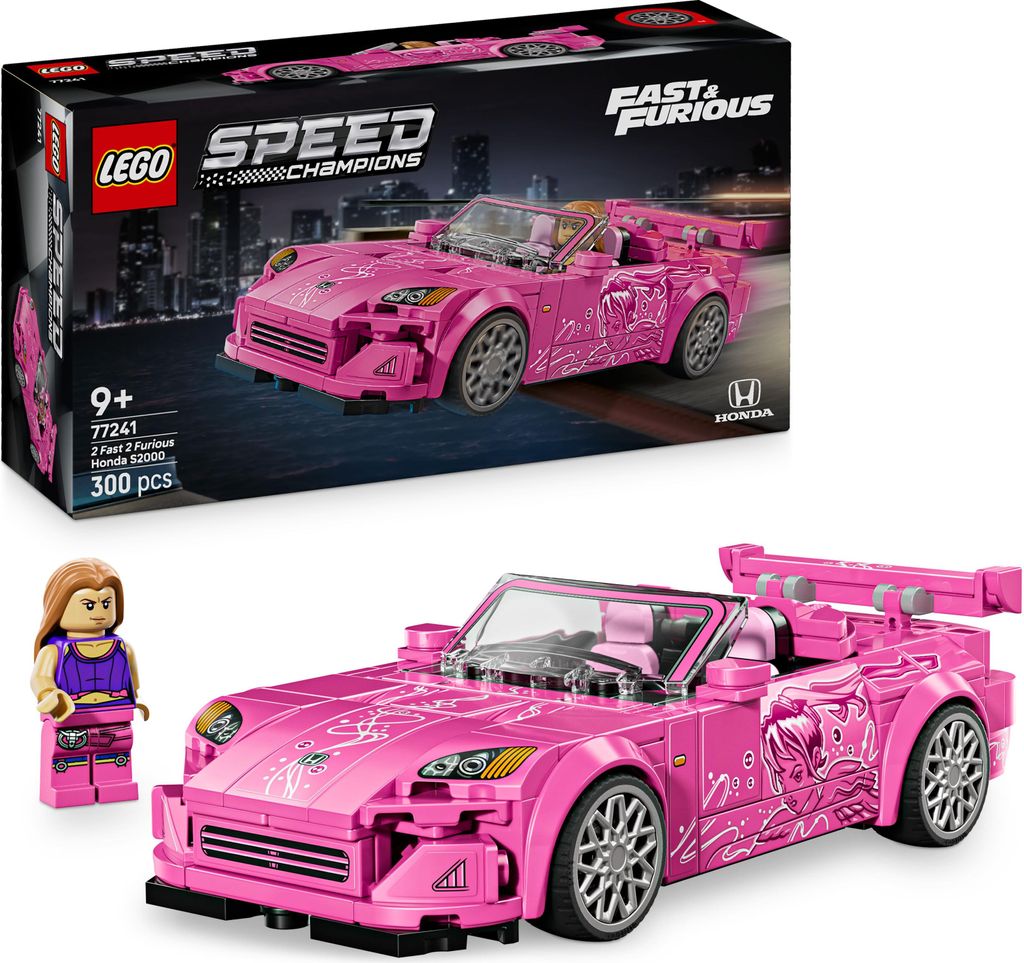 LEGO Speed Champions 2 Fast 2 Furious – Honda S2000 – Rosa Spielzeug-Auto und Suki-Mini-Figur mit Schraubenschlüssel – Geschenk für Kinder...