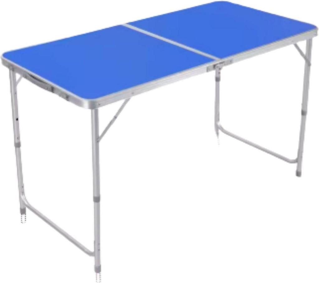 Campingtisch 5-teilig – Klapptisch mit 4 Hockern – Aluminium & MDF – Verstellbare Höhe 55–70?cm – Blau – Für Camping & Garten