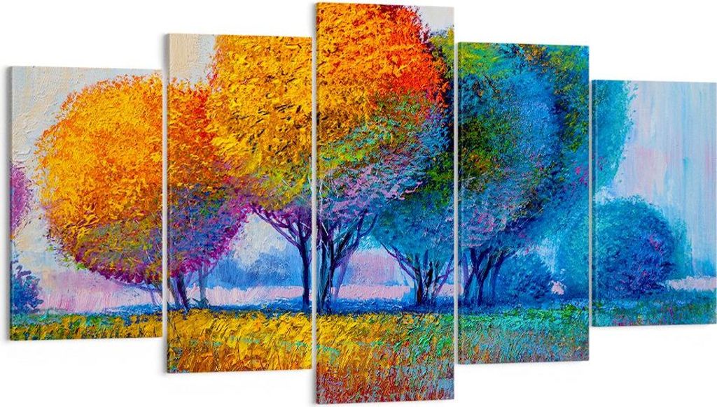Bild auf Leinwand - Leinwandbild - Bäume Wiese Sommer - 160x85cm - Wand Bild - Wanddeko - Leinwanddruck - Bilder - Kunstdruck - Wanddekoration - L...