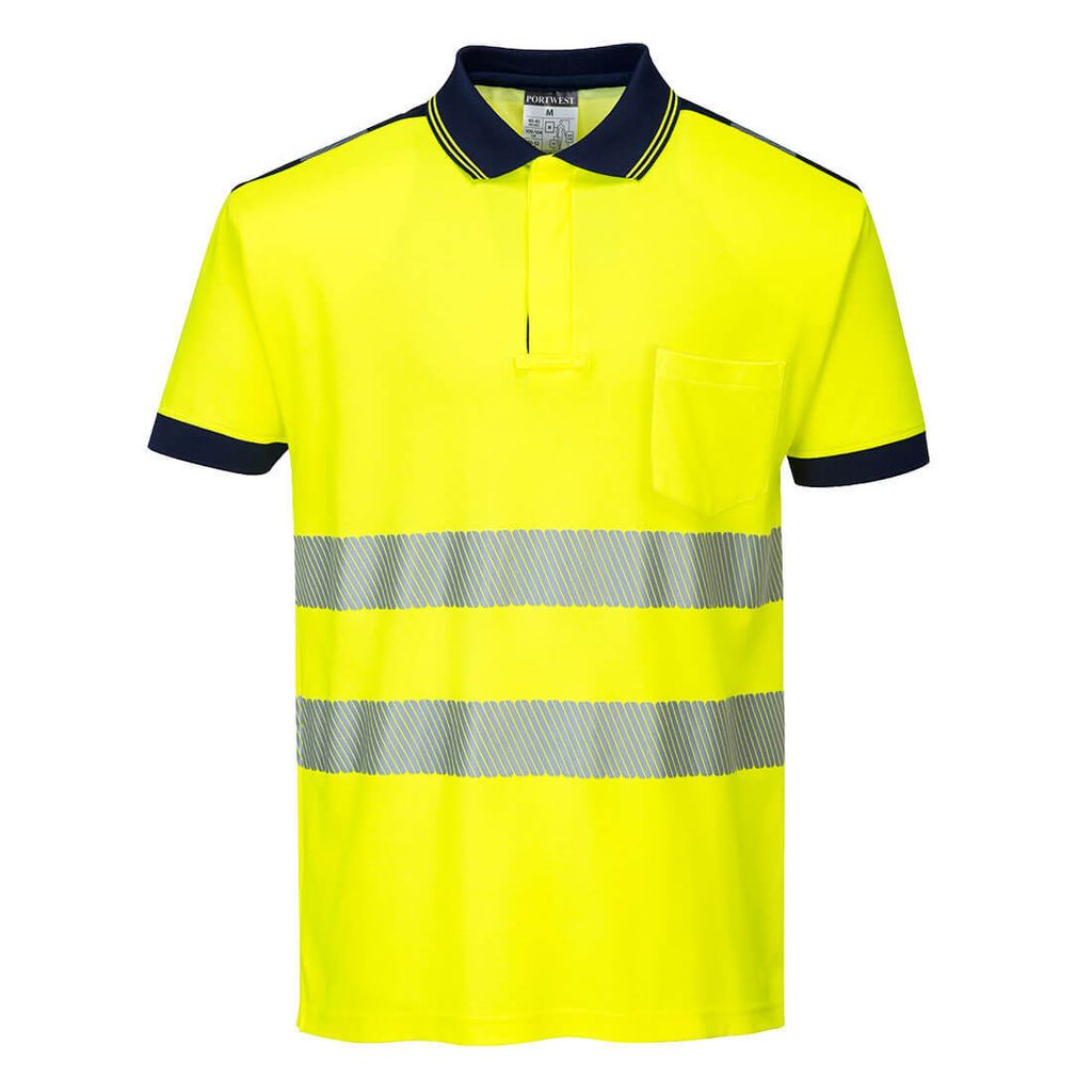 Portwest T180 PW3 Warnschutz-Poloshirt Yellow/Navy Gr. M