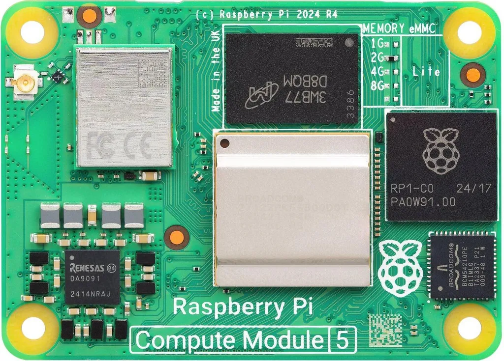 Module Calcul Raspberry Pi 5 4Go eMMC Carte Embarquée IO WiFi Bluetooth