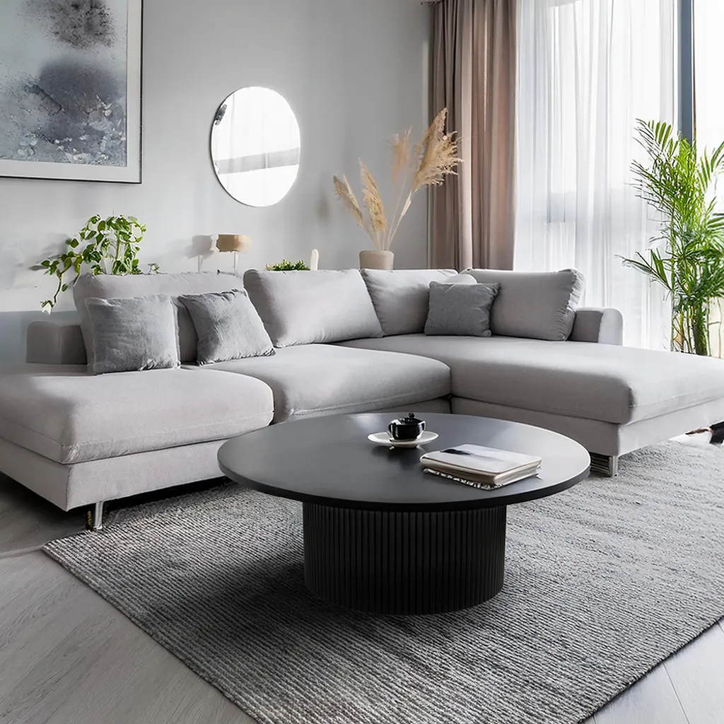Piètement de table central rond 60cm en métal noir mat style loft chic - 8
