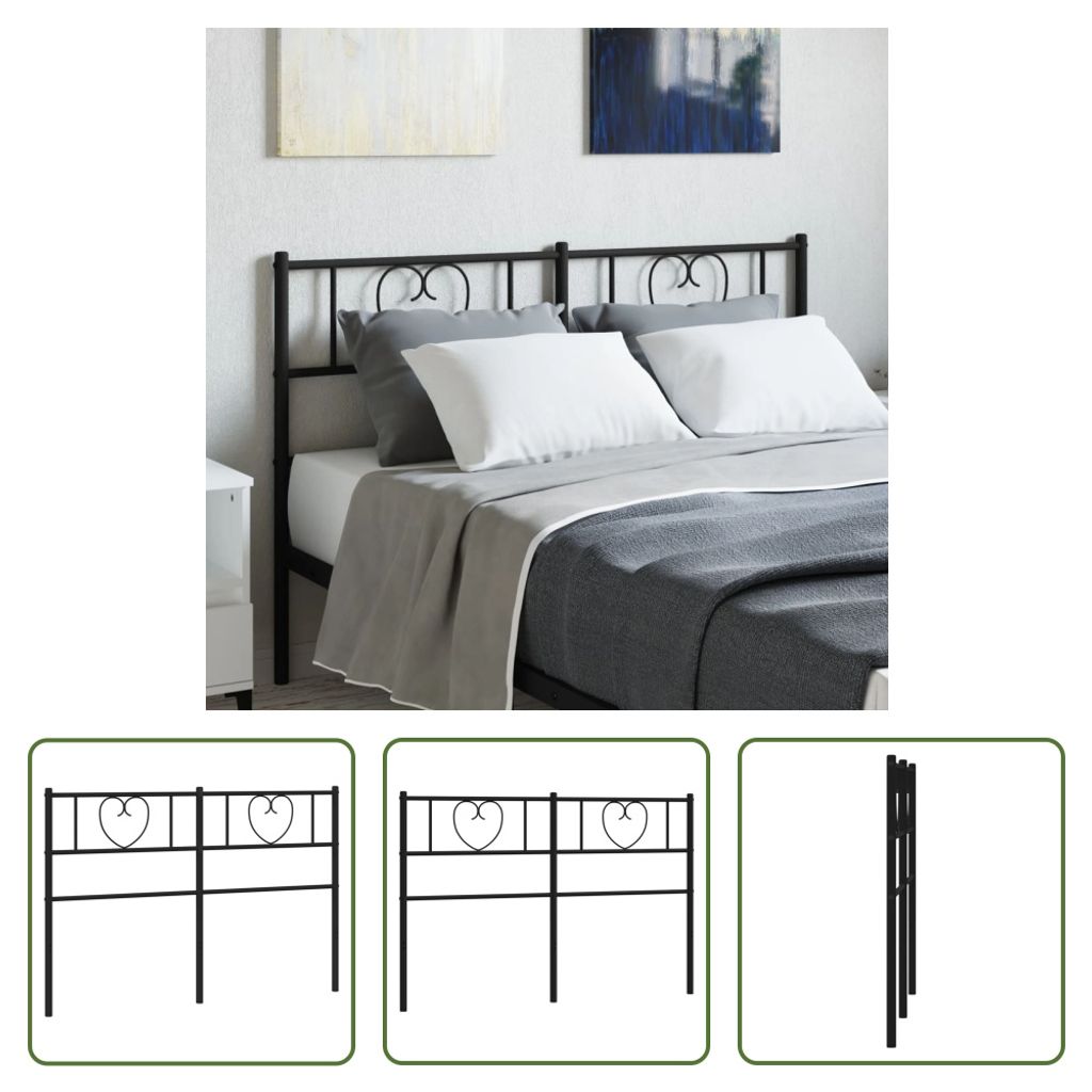 The Living Store Kopfteil Metall Schwarz 120 cm