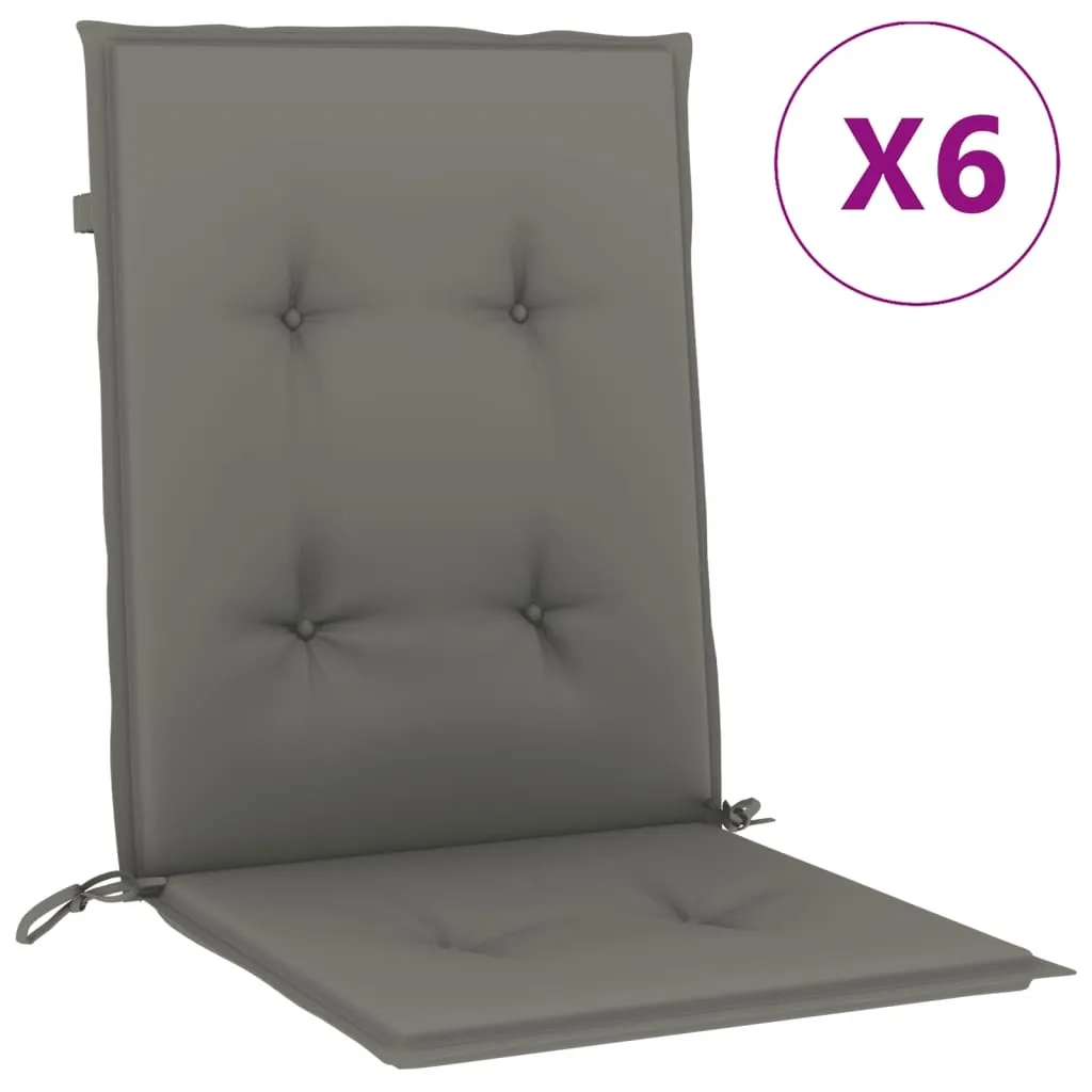 vidaXL Cuscini per schienale basso 6 pz. Tessuto grigio scuro 100x50x4 cm