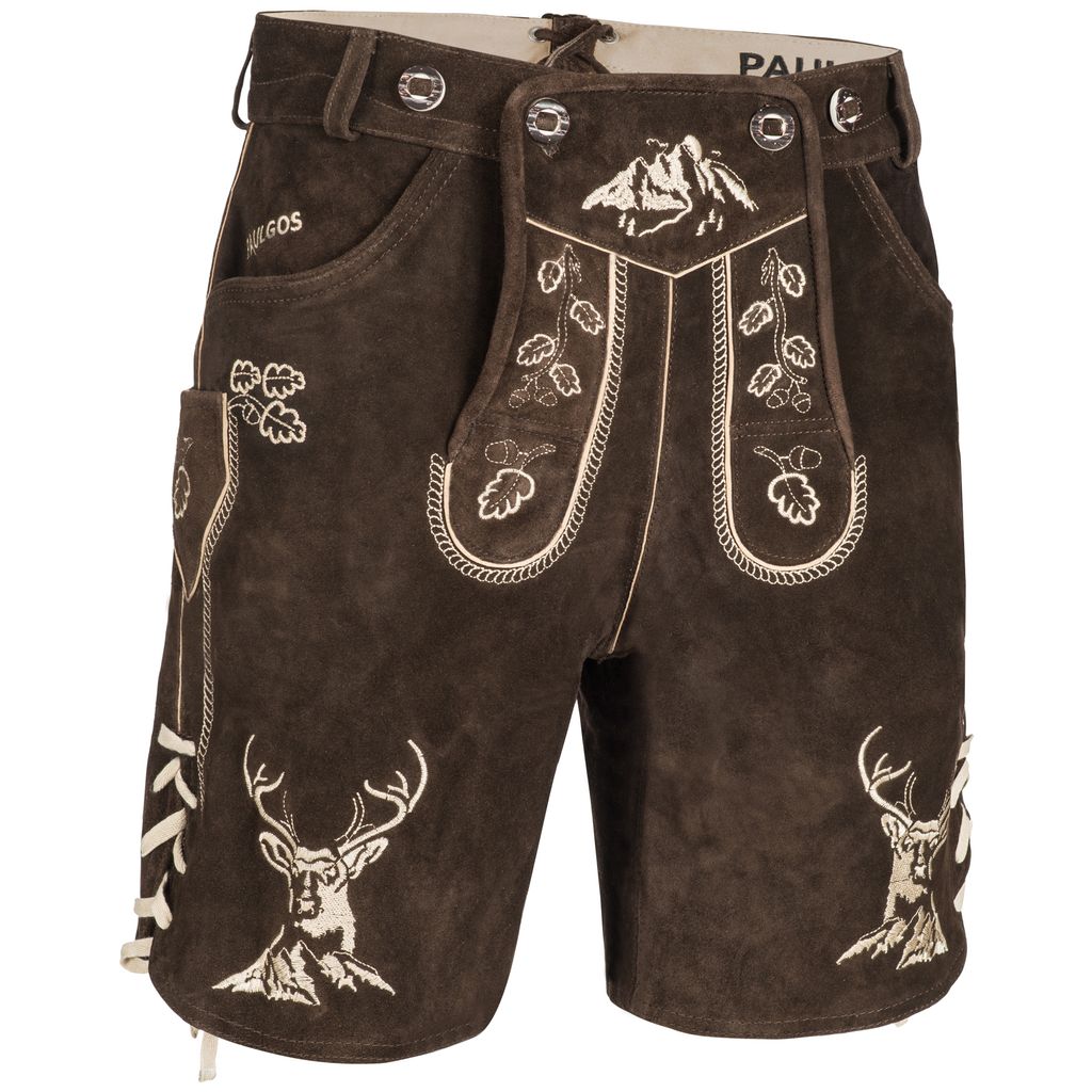 PAULGOS Herren Trachten Lederhose Kurz - HK4 - Echtes Leder Produktbild 