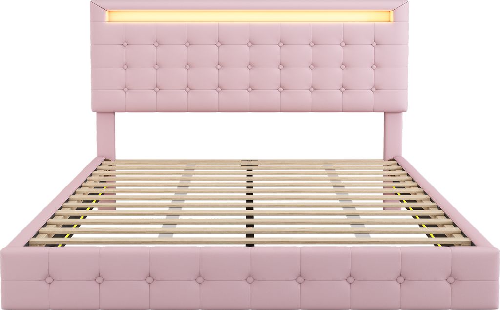 Flieks Polsterbett 140x200cm mit LED, Jugendbett Doppelbett Produktbild 