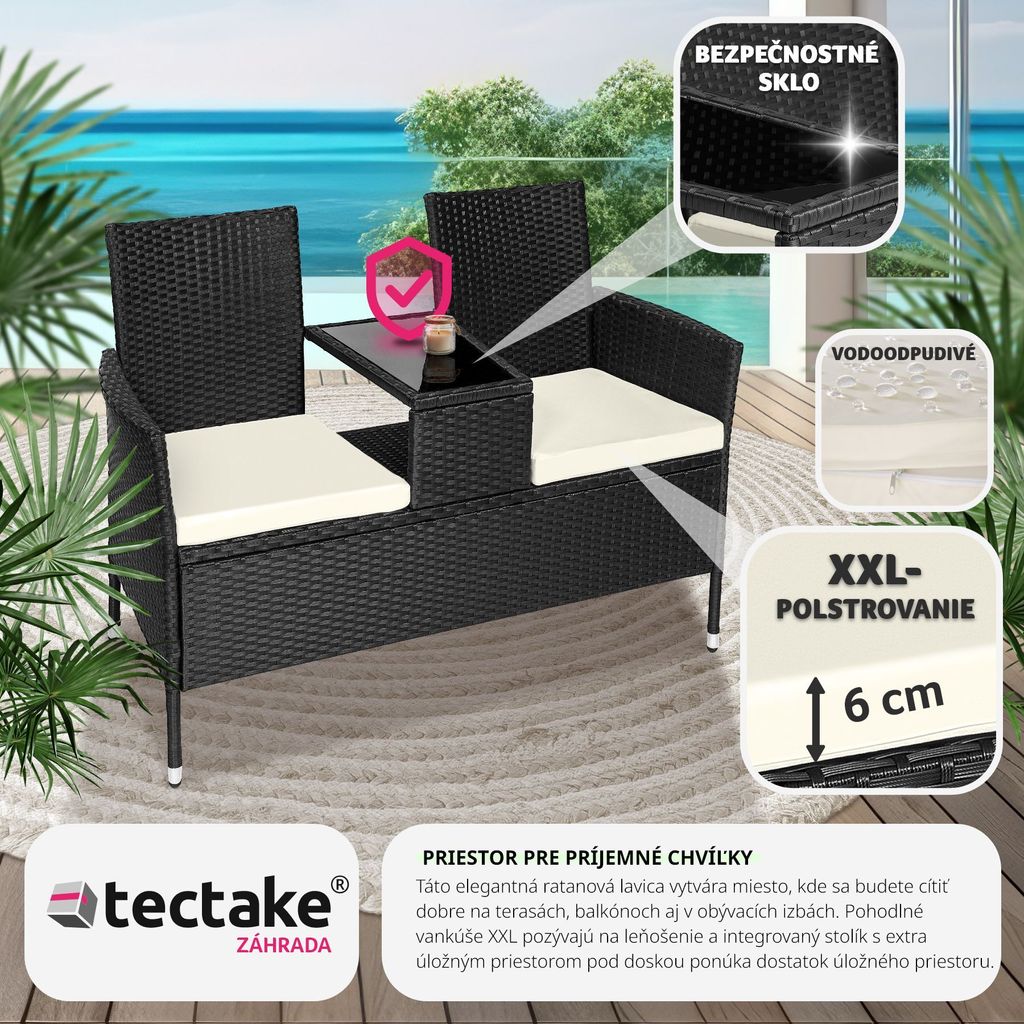 Ratanová záhradná lavica Narbonne 2-miestna 131 x 59 x 82 Obrázok produktu 8