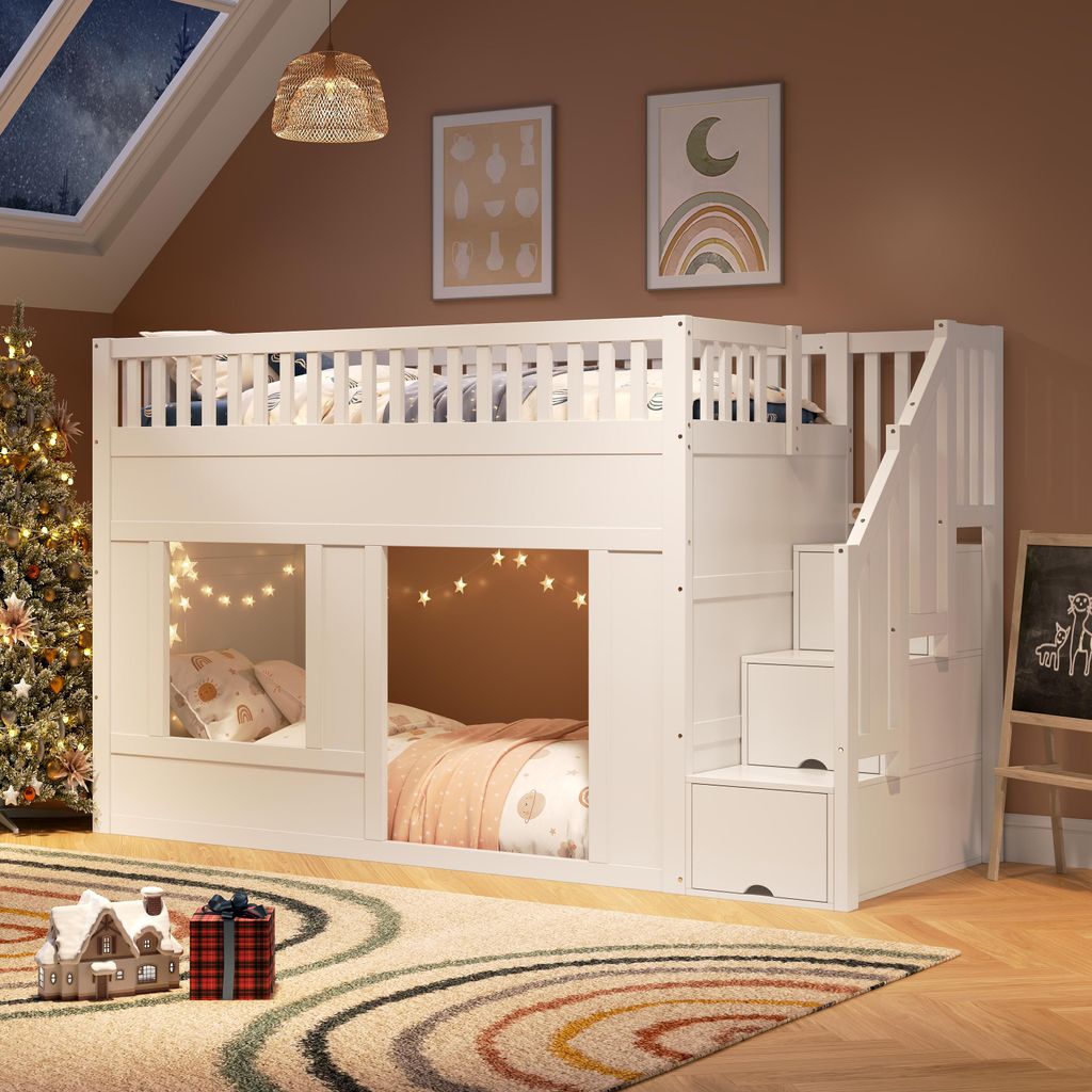 Kinderkamerbed met twee bedden, 90 x 200 cm, met Productafbeelding 