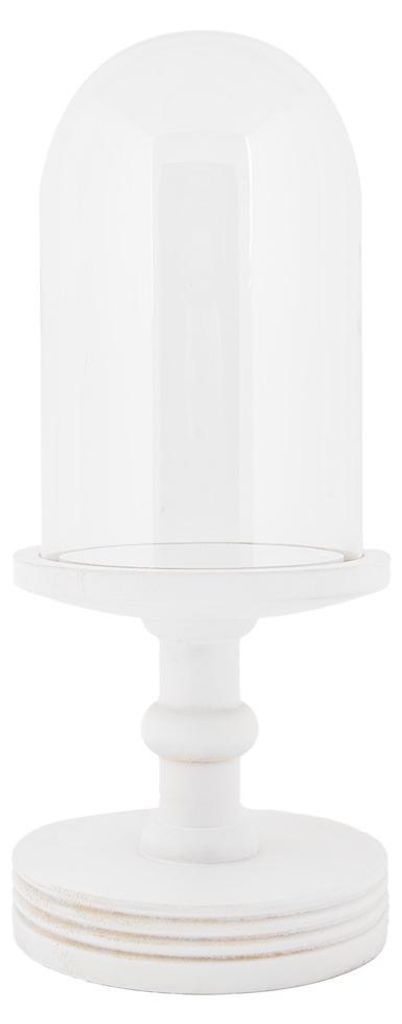 Clayre & Eef Cloche en verre Ø 14x34 cm Blanc Bois Image du produit 