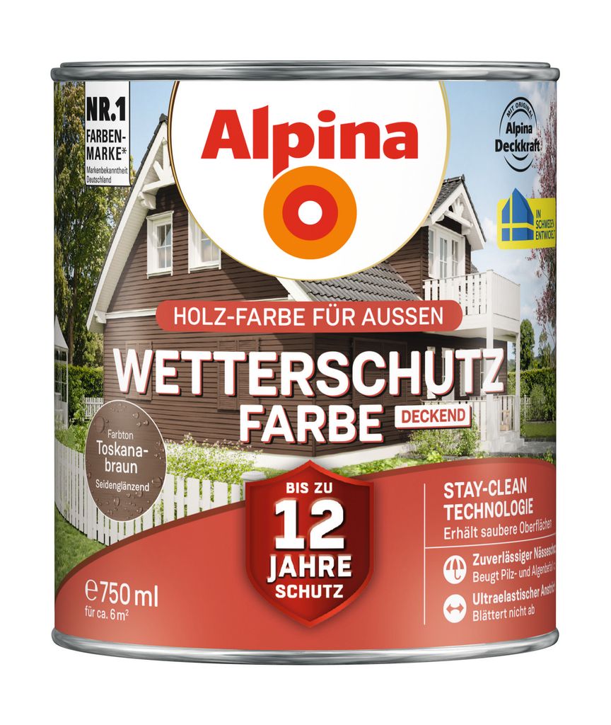 Alpina Wetterschutzfarbe 0,75 L toskanabraun Produktbild 