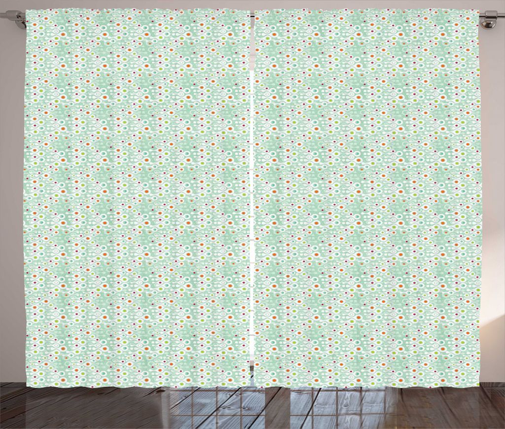 ABAKUHAUS Abstrakt Rustikaler Vorhang, Skurril Gepunktete Shapes, Wohnzimmer Universalband Gardinen mit Schlaufen und Haken, 280 x 225 cm, Almond G...