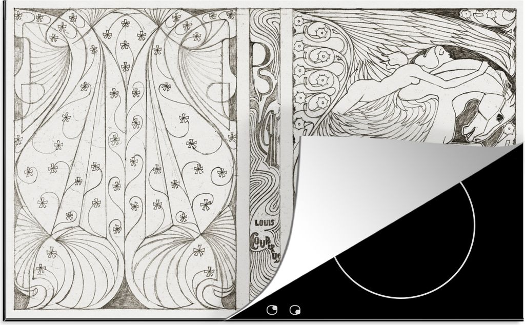 KitchenYeah Herdabdeckplatte Titelbild Louis Couperus - Gemälde von Jan Toorop , 78x52cm, Küche Deko, Glaskeramikkochfeld Herdabdeckung, Abdeck...