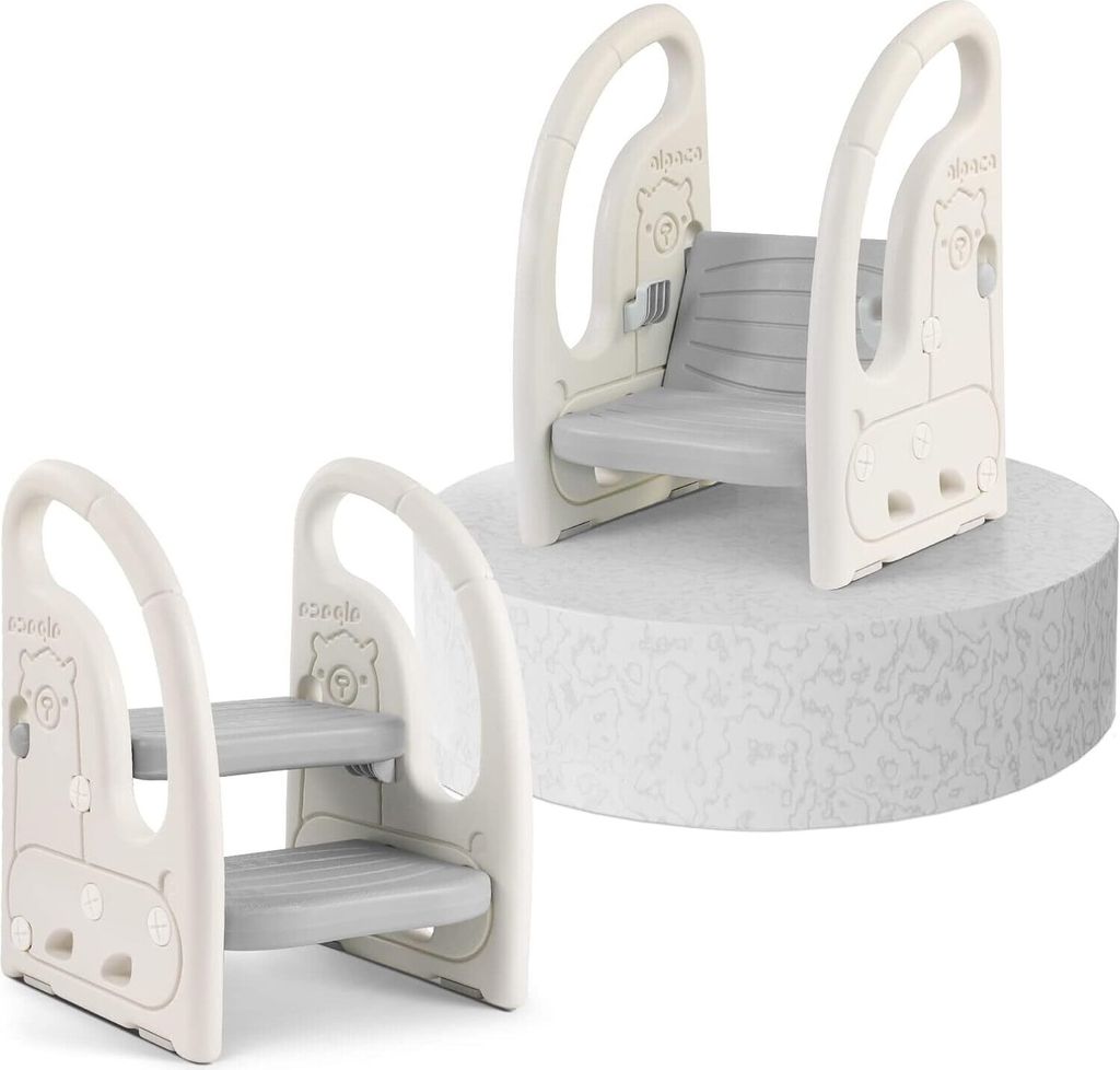 Onasti Tritthocker für Kinder, 2 Stufen höhenverstellbar Kinderhocker für Baby mit Griffen zweistufiger Tritthocker von ca. 1,5 bis ca. 5 Jahren...