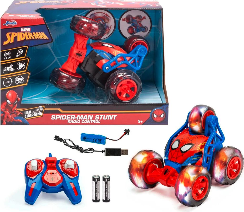 Jada Toys Spider-Man RC Stunt Car (20 cm) - ferngesteuertes Auto mit 5 Rädern für Standing Drift & 360°-Action, Marvel Spielzeug für Kinder ab ...
