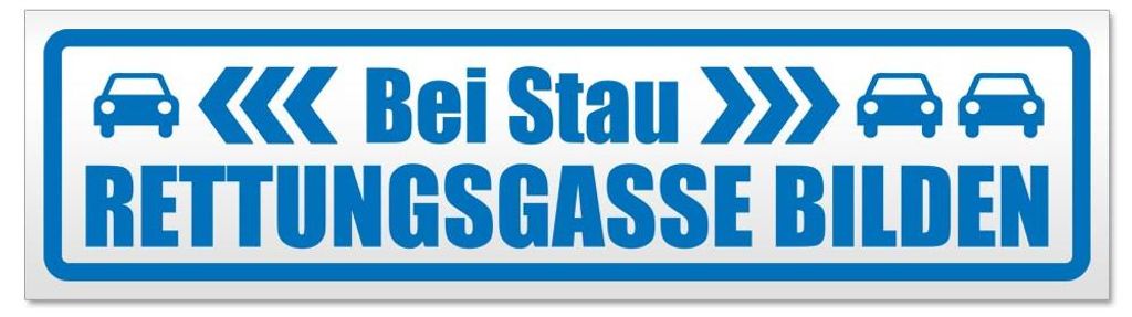 Kiwistar - Autoaufkleber - Blau - 60 x 16 cm - bei Stau Rettungsgasse bilden - Hinweis Aufkleber Sticker für Auto, Kfz, Fahrrad, PKW, LKW
