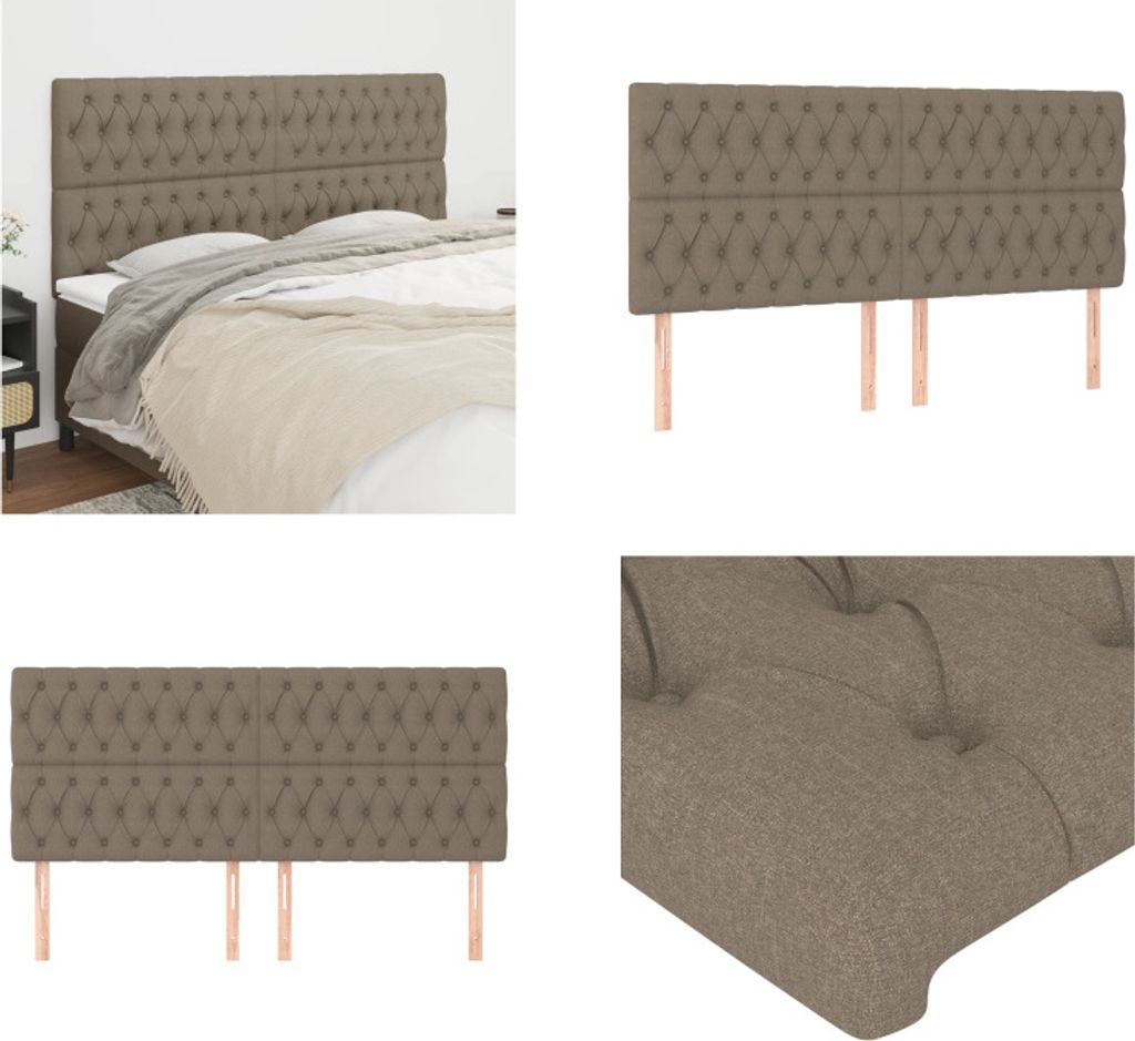 vidaXL Kopfteile 4 Stk. Taupe 90x7x78/88 cm Stoff - Kopfteil - Kopfteile - Bett-Kopfteil - Bettkopfteil
