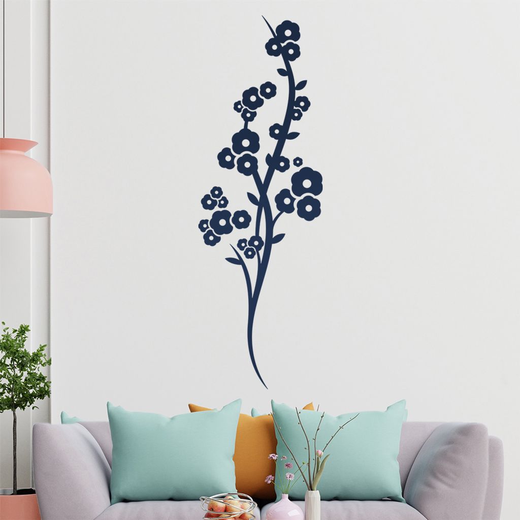 Schöne Blüten Ranke Wandtattoo in 6 Größen - Wandaufkleber Wall Sticker - Dekoration, Küche, Wohnzimmer, Schlafzimmer, Badezimmer