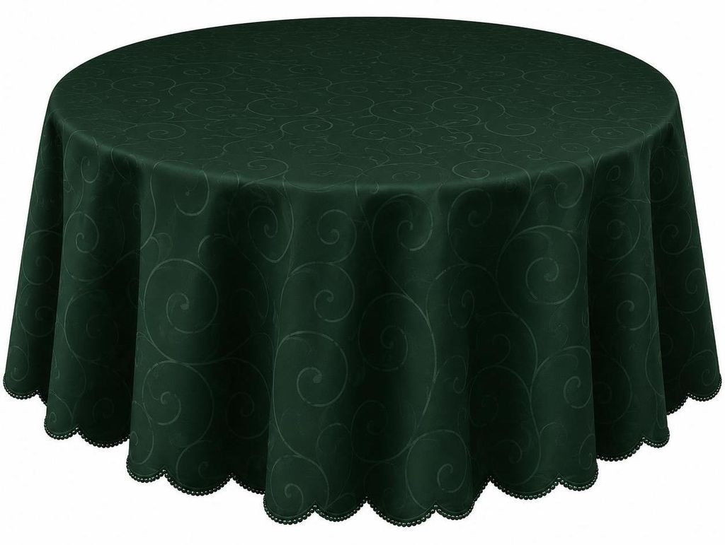 Tischdecke grün dunkel oval 160x220 cm damast Ornamente Produktbild 