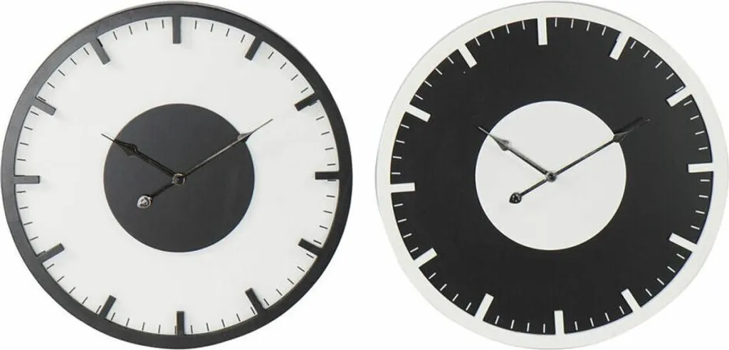 Horloge murale vintage déco salon cuisine 50 cm bois noir blanc 2 pcs