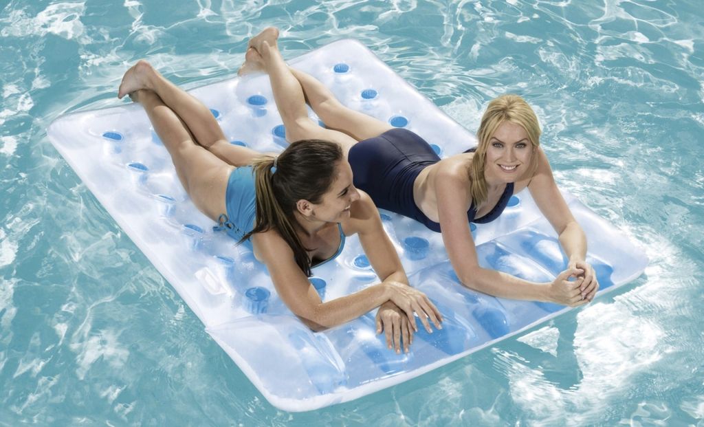 Amaca Gonfiabile Da Piscina Con Poggiatesta 150x70 Cm – Materassino Relax Con Rete Per Adulti – Comodo Lettino Galleggiante Per Lago E Mare – Ideale Per L'estate In Blu E Verde