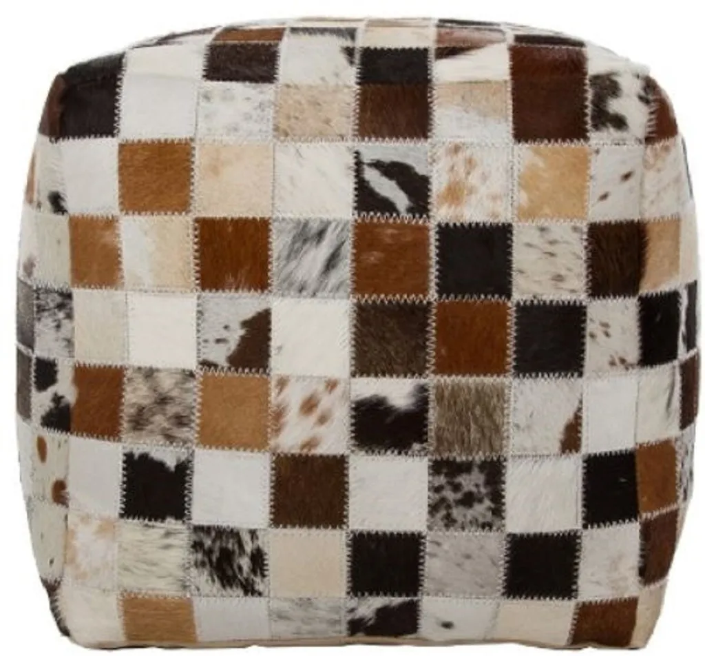 Pouf patchwork en fourrure multicolore Casa Padrino luxe 40cm