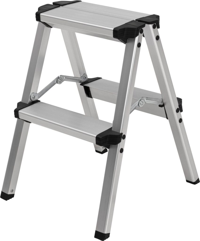 Craftfull Doppel-Klapptritt CF-131A, Aluminium-Trittleiter - Anti-Rutsch - Klappbar - Sicherheitsbügel - 150 kg - 2-5 Stufen (2 x 2 Stufen)