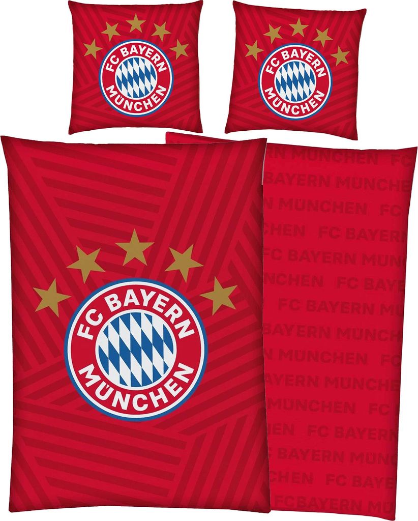 FC Bayern München Bettwäsche " 5 Sterne Rot " Linon / Produktbild 
