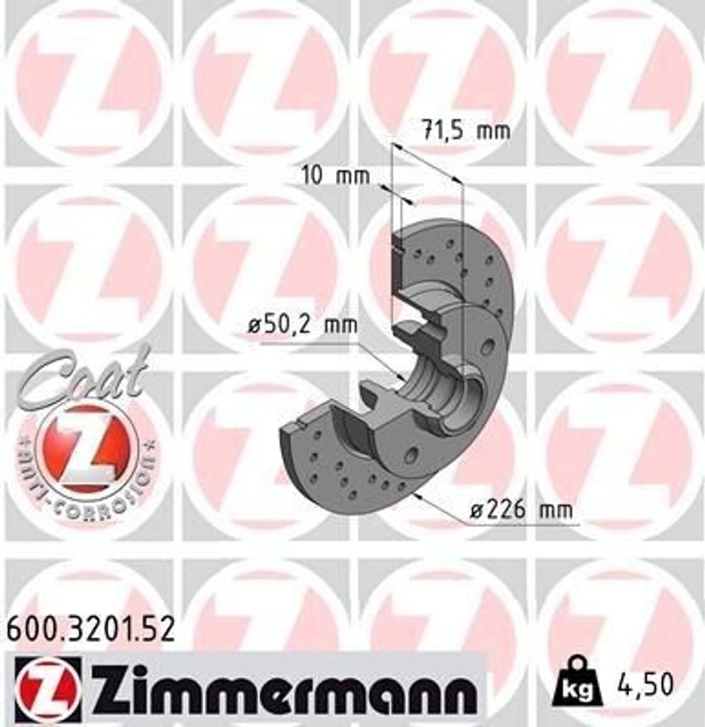 ZIMMERMANN 600.3201.52 - Bremsscheibe für Toledo I (1L2), Corrado (53I), Golf III (1H), Passat (35I), Vento (1H)