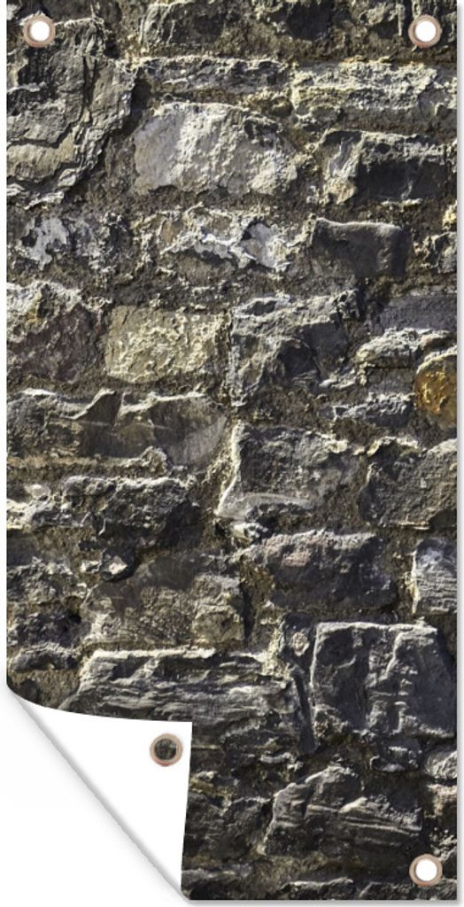 MuchoWow 80x160 cm Outdoor-Poster Gartendeko Sichtschutz Garten Poster für den Garten Wand - Steine - Grau