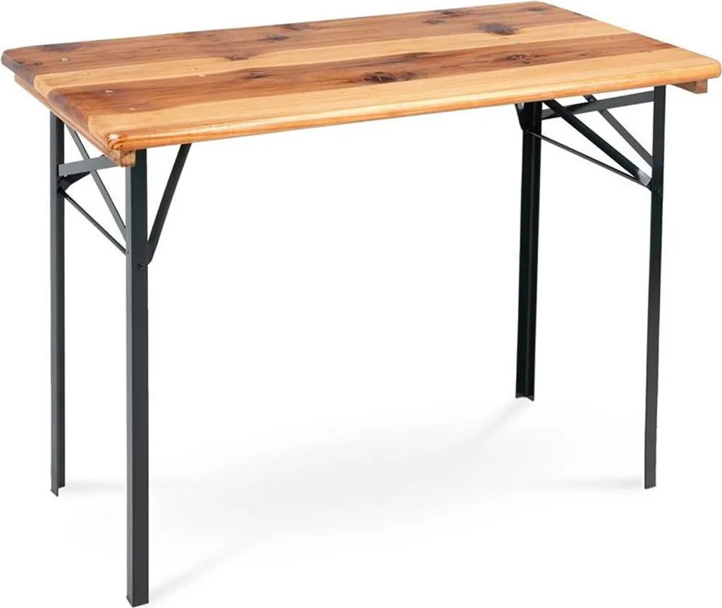 Table extérieure robuste BBT-117 en bois massif naturel de 117 cm