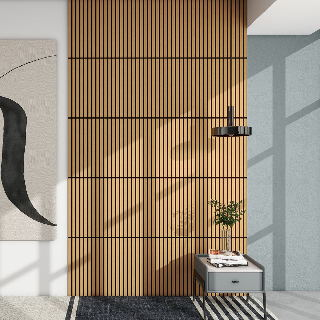 3D Akustik-Wandpaneel 8er Set 'Vang' mit geradlinigen Lamellen 2,88 m² Eichenoptik, dunkel