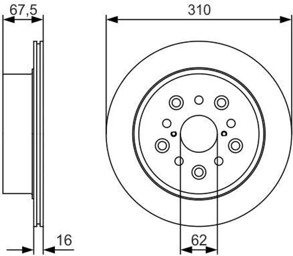 Disque de Frein Arrière Haute Qualité Bosch 0 986 479 R25 pour LS F3