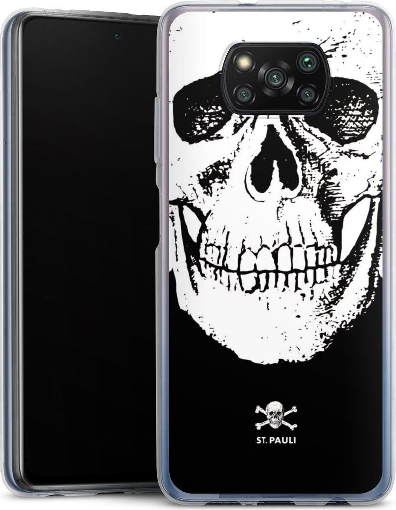 DeinDesign Handyhülle für Xiaomi Poco X3 nfc Silikon Hülle Case Smartphone Schutzhülle FC St. Pauli Offizielles Lizenzprodukt Totenkopf