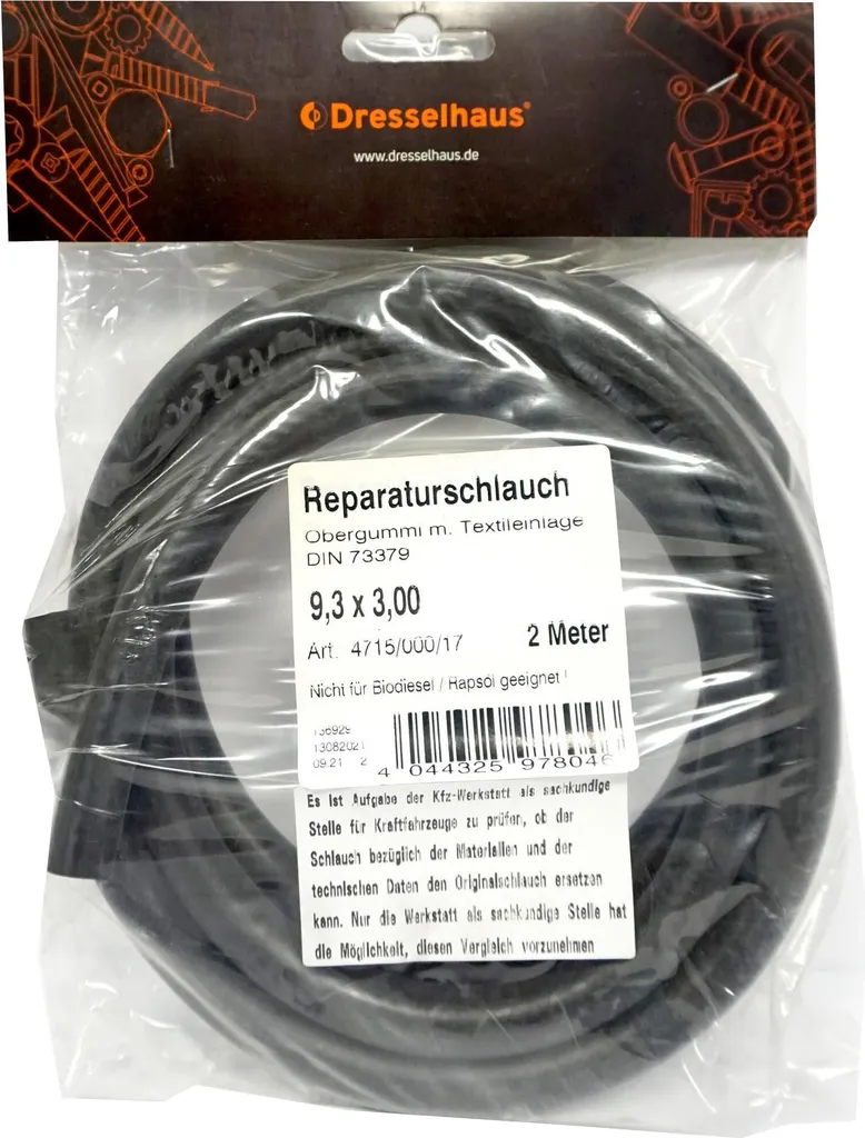 Tuyau de carburant renforcé 7 mm Dresselhaus haute résistance, sachet 2m