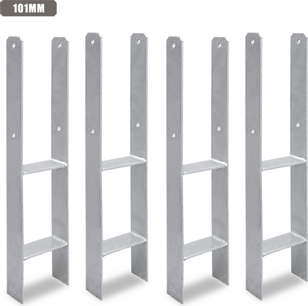 TolleTour 4 Stück Pfostenanker 101MM H-Pfostenträger H-Anker 600 mm Länge Pfostenschuh für Carport Silber