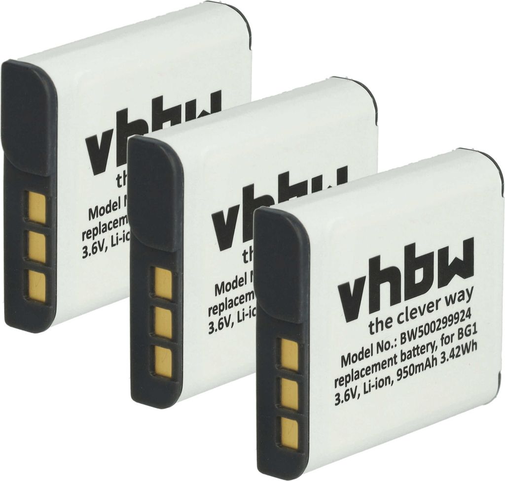 vhbw 3x Akku kompatibel mit Sony Handycam HDR-GW55VE Kamera (950 mAh, 3,6 V, Li-Ion)