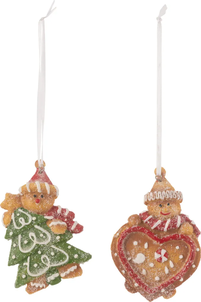 Déco Noël Pain d'épices J-Line Mix Résine - Ornement Durable et Chic